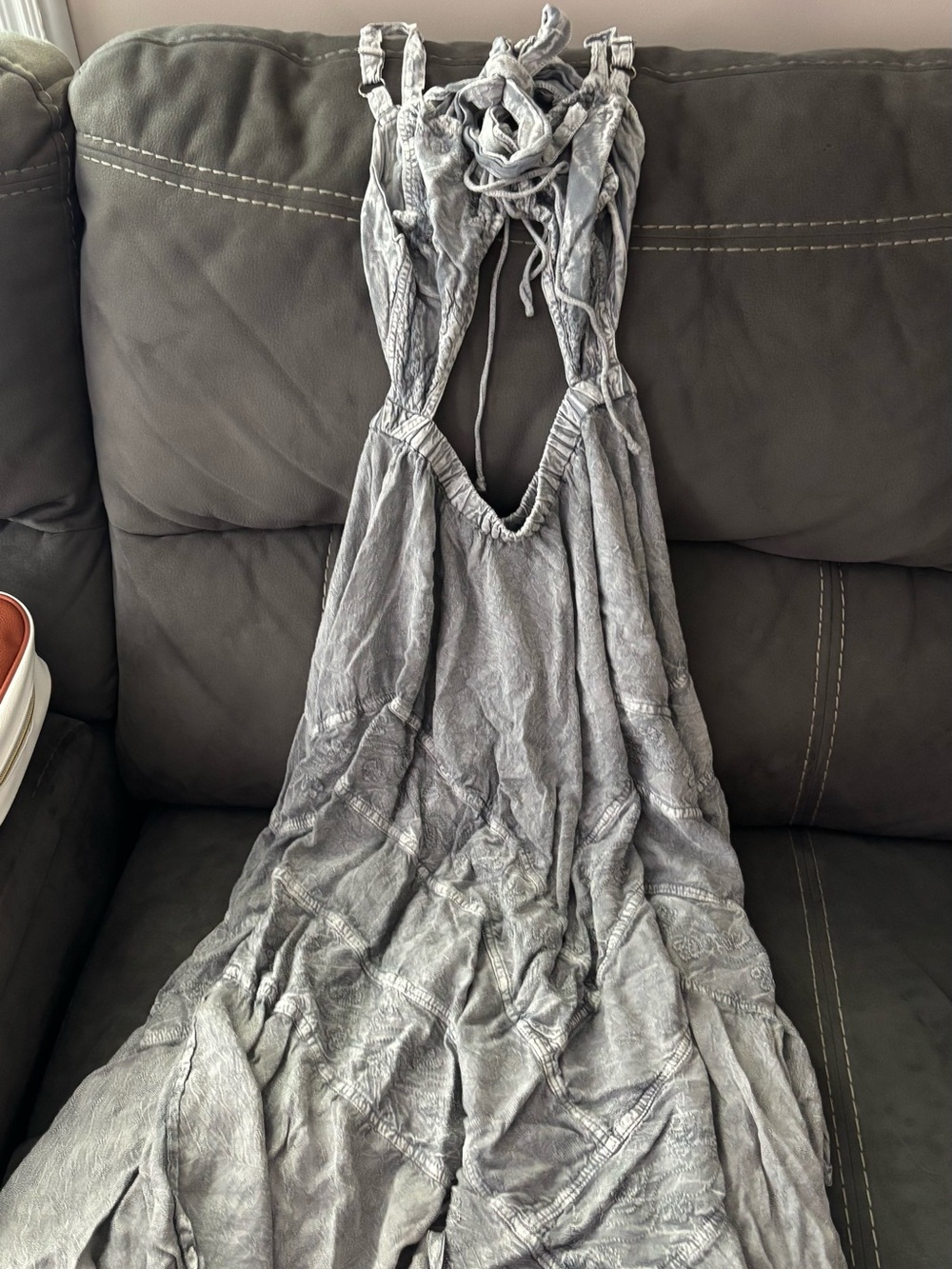 Grey Tie-Back Maxi Dress - Women
